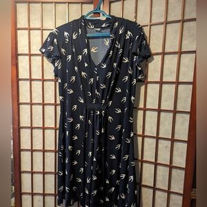 Blue and white bird dress